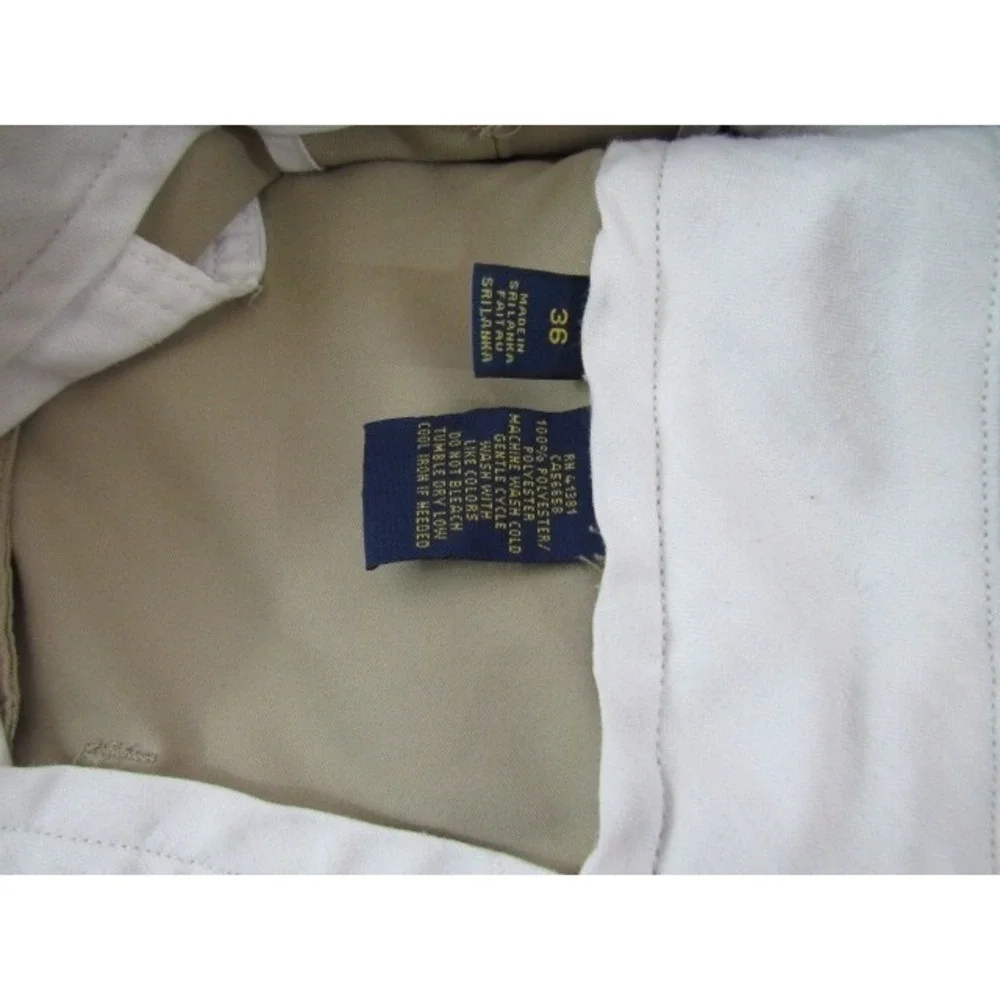Polo‎ Ralph Lauren 100% Polyester Khaki Rear Logo Shorts Size 36